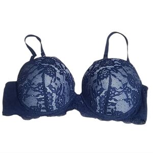 SO Intimates Navy Lace Push-Up Bra J Hook Bra Size 38D
